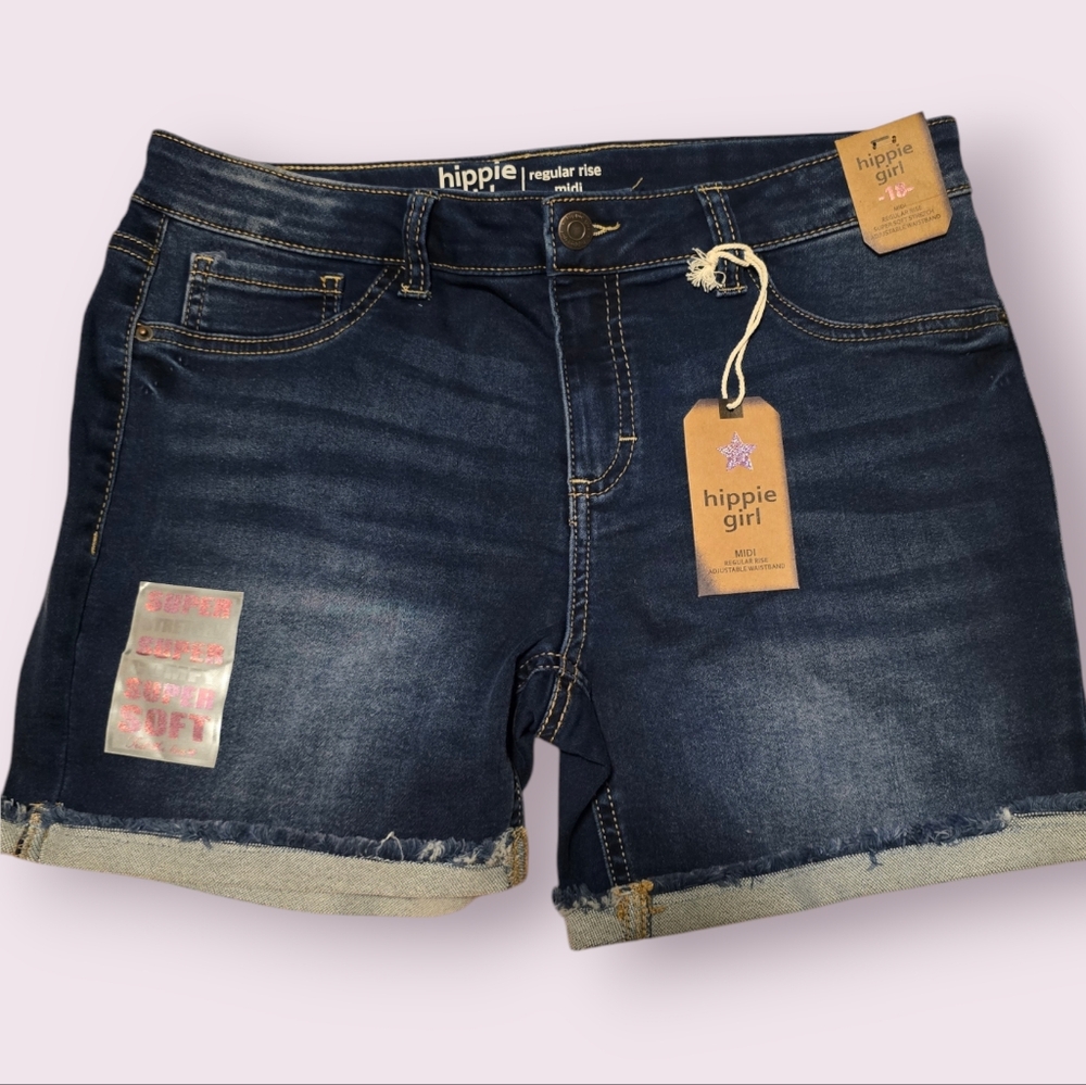 Dark Blue Denim Shorts by hippie girl, size 18